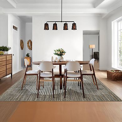 Abstract Geometric Washable Rug with Non Slip TPR Backing Non Shedding Stain Resistant Carpet