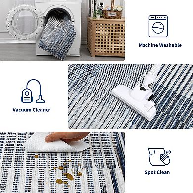 Abstract Geometric Washable Rug with Non Slip TPR Backing Non Shedding Stain Resistant Carpet