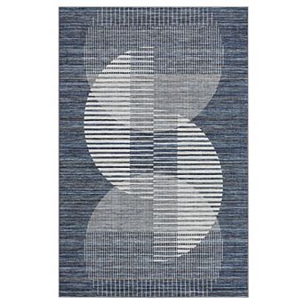 Abstract Geometric Washable Rug with Non Slip TPR Backing Non Shedding Stain Resistant Carpet