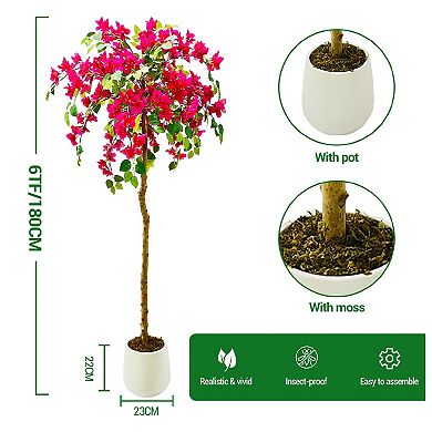 6FT Artificial Trees Indoor, Faux Tree, Artificial Planter, Artificial Fake Tree Flower Potted