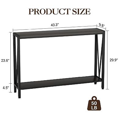 Entryway Sofa Table with 2-Tier Storage Shelves, Multi-Functional Console Table for Living Room