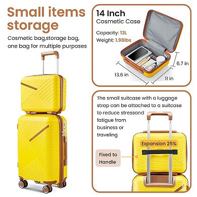 Expandable 4-Piece Spinner Luggage Sets Lightweight Suitcase