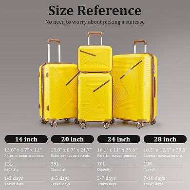 Expandable 4-Piece Spinner Luggage Sets Lightweight Suitcase