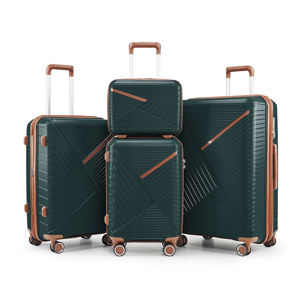 Expandable 4-Piece Spinner Luggage Sets Lightweight Suitcase