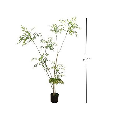 6 FT Artificial Mahonia Fortunei Tree,Realistic Fake Umbrella Plants in Pot