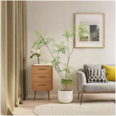 6 FT Artificial Mahonia Fortunei Tree,Realistic Fake Umbrella Plants in Pot
