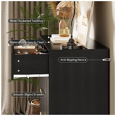 Fluted Dresser for Bedroom with 5 Drawers,32" Wide Modern Chest of Wooden Bedroom Chest