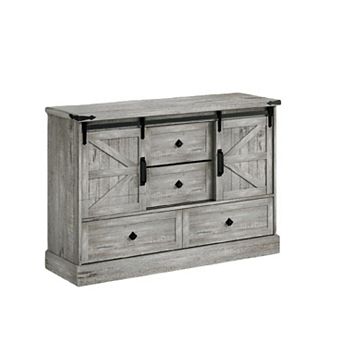 Farmhouse 4 Drawer Dresser for Bedroom, Wood Dressers with Sliding Barn Doors