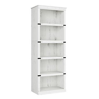 5 tier Bookcase Farmhouse Book Shelf with Storage, Wooden 5 Shelf Bookcase Floor