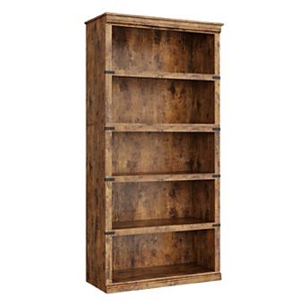 5 tier Bookcase Farmhouse Book Shelf with Storage, Wooden 5 Shelf Bookcase Floor