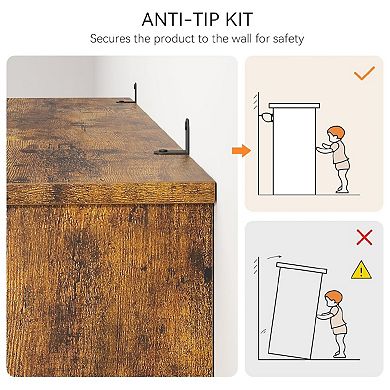 5 Tier Bookcase Farmhouse Book Shelf with Storage, Wooden 5 Shelf Bookcase Floor