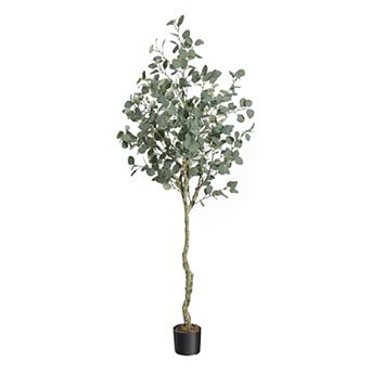 Artificial Eucalyptus Tree 6FT Tall Faux Eucalyptus Stems Fake Plants with Silver Dollar Leaves