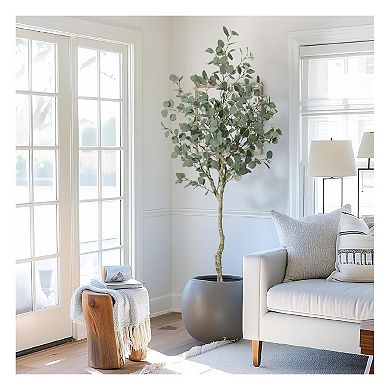 Artificial Eucalyptus Tree 6FT Tall Faux Eucalyptus Stems Fake Plants with Silver Dollar Leaves