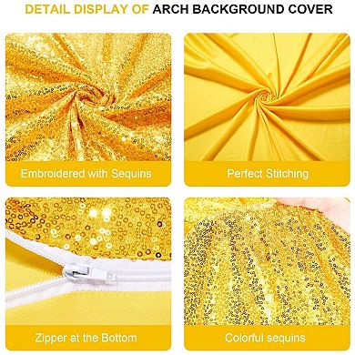 6.6FT Bling Arch Backdrop Cover,Reusable Spandex Bling Wedding Arch Stand Cover with Zipper