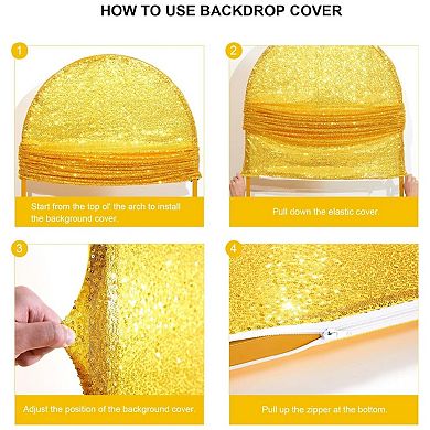 6.6FT Bling Arch Backdrop Cover,Reusable Spandex Bling Wedding Arch Stand Cover with Zipper