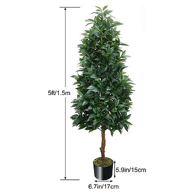 Artificial Topiary 5ft Fake Shrubs Indoor Artificial Bay Leaf Trees