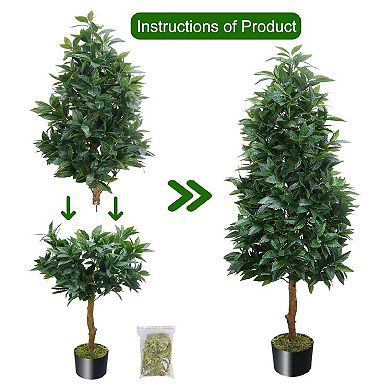 Artificial Topiary 5ft Fake Shrubs Indoor Artificial Bay Leaf Trees