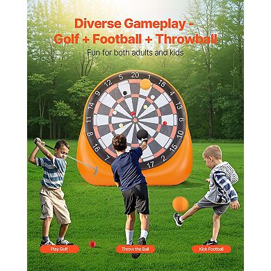 Inflatable Soccer Dart Board, Over 6 ft Giant Yard Game with Kick Balls