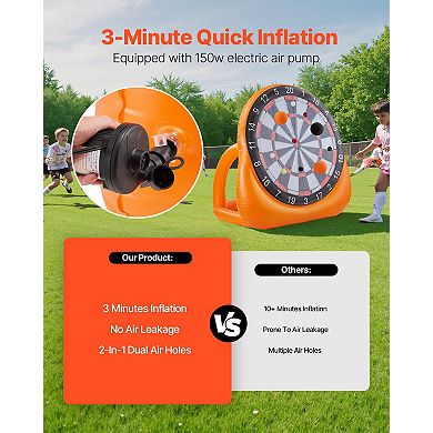 Inflatable Soccer Dart Board, Over 6 ft Giant Yard Game with Kick Balls