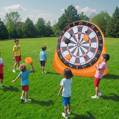Inflatable Soccer Dart Board, Over 6 ft Giant Yard Game with Kick Balls
