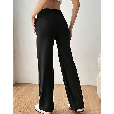 Women's High Waist Straight Leg Pants Classic Fit Stretch Trousers