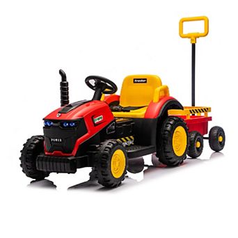 12V Kids Electric Tractor with Tipping Trailer,Remote Control Ride-On Toy,Bluetooth Music & Lights