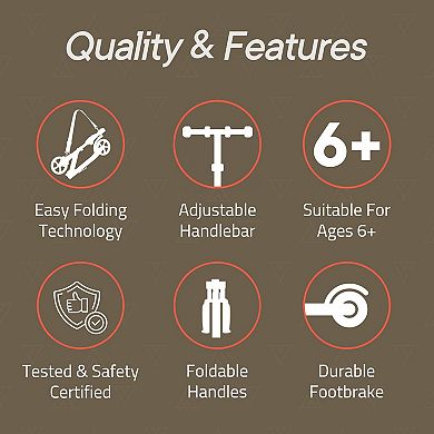 Campior Kick Scooter Ages 6+, 8" Big Wheels, Foldable, 240 lbs Load, 3 Levels, Kickstand