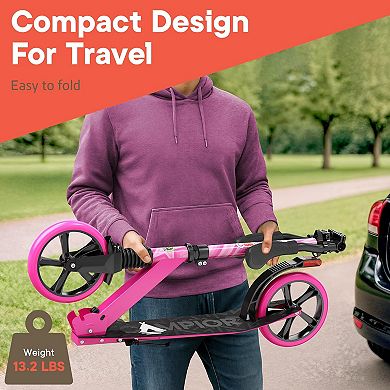 Campior Kick Scooter Ages 6+, 8" Big Wheels, Foldable, 240 lbs Load, 3 Levels, Kickstand