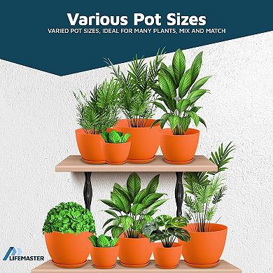 Plant Pots with Drainage & Saucers Stackable Indoor Outdoor Planters Durable Weatherproof Set of 20