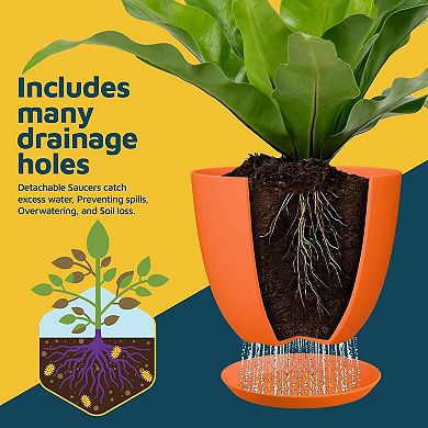 Plant Pots with Drainage & Saucers Stackable Indoor Outdoor Planters Durable Weatherproof Set of 20
