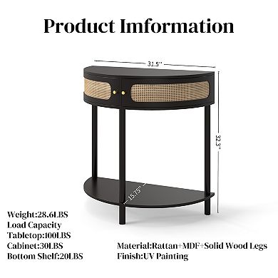 Half Moon Design Entryway Console Table End Table Storage Cabinet