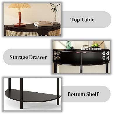 Half Moon Design Entryway Console Table End Table Storage Cabinet