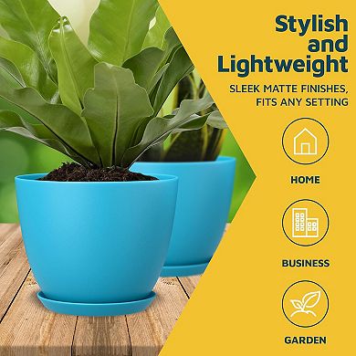 Plant Pots with Drainage & Saucers Stackable Indoor Outdoor Planters Durable Weatherproof Set of 15