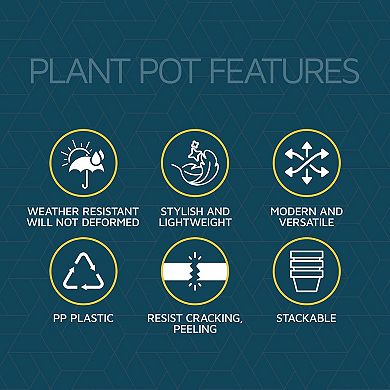 Plant Pots with Drainage & Saucers Stackable Indoor Outdoor Planters Durable Weatherproof Set of 15