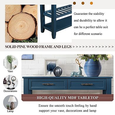 Mid-Century Style 42'' Console Table Sideboard for Entryway and Living Room