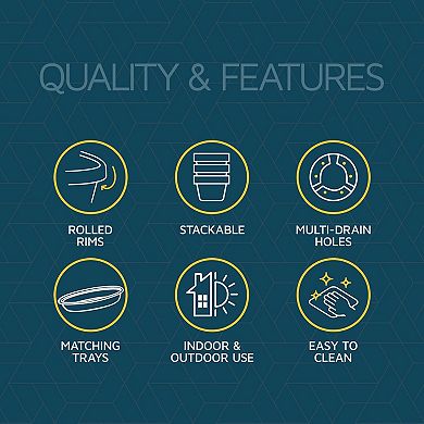 10" Whiskey Barrel Planters Durable Plastic Pots with Drain Holes & Saucer, Pack of 10