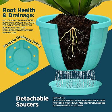 10" Whiskey Barrel Planters Durable Plastic Pots with Drain Holes & Saucer, Pack of 20