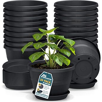 10" Whiskey Barrel Planters Durable Plastic Pots with Drain Holes & Saucer, Pack of 20