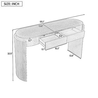 Fluted Design Entryway Console Table for Living room, Bedroom, Study, Hallway