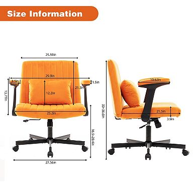Velvet Armrest Home Office Chair Criss Cross Computer Desk Chair