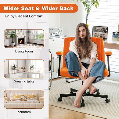 Velvet Armrest Home Office Chair Criss Cross Computer Desk Chair