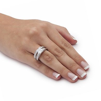 PalmBeach Jewelry 3.38 TCW CZ Two-Piece Bridal Set in Platinum-plated Sterling Silver
