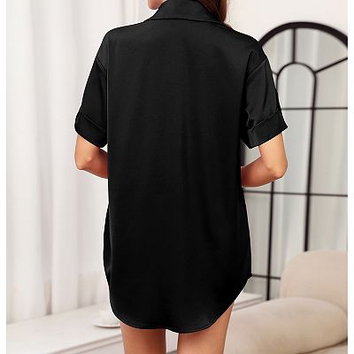 mini dress sleepwear Women's Sleepwear Satin Nightgown Babydoll Lingerie Dress Mini Suspenders  Loungewear Summer Outerdoor Dresses Pajamas Black at Amazon Women's  Clothing store