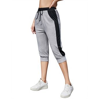 Women's Summer Lounge Capri Pants Casual Cropped Joggers Drawstring Elastic Waist Sweatpants Pockets