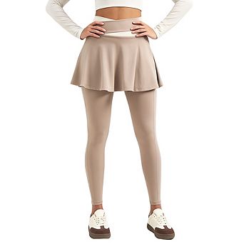 Women's Yoga Pants with Skirt High Waist Tummy Control Workout Leggings Fitness Long Pants