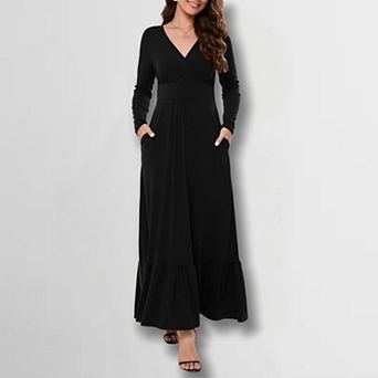 Women's V-Neck A-Line Dress Slim Fit Stretch Basic Dress for Layering or Outerwear