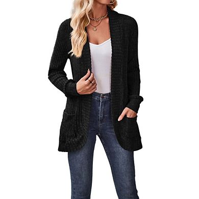 Womens Long Cardigan Lightweight Sweater Open Front Long Sleeve Outfits with Pockets