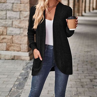 Womens Long Cardigan Lightweight Sweater Open Front Long Sleeve Outfits with Pockets