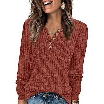 Womem Sweater Long Sleeve Tops Pullover V Neck Casual Loose Sweatshirt