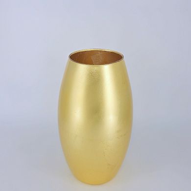 Handblown 12" Gold Leaf Bullet Vase for Tables and Centerpieces
